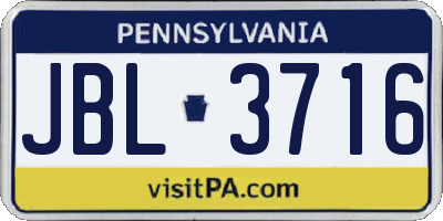 PA license plate JBL3716