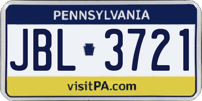 PA license plate JBL3721