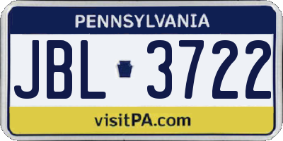 PA license plate JBL3722