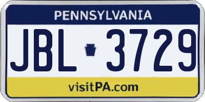 PA license plate JBL3729