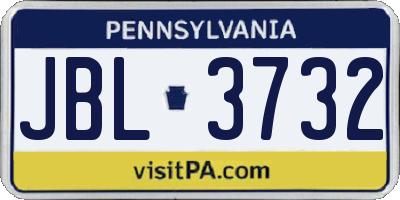 PA license plate JBL3732