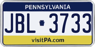 PA license plate JBL3733