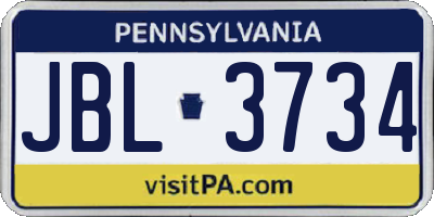 PA license plate JBL3734