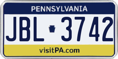 PA license plate JBL3742