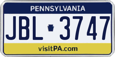 PA license plate JBL3747