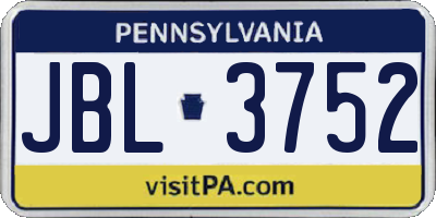 PA license plate JBL3752