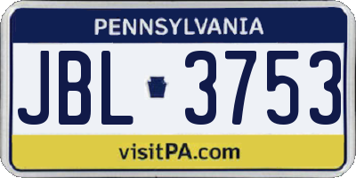 PA license plate JBL3753