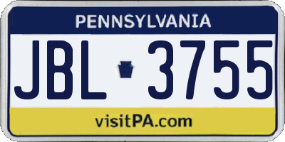 PA license plate JBL3755