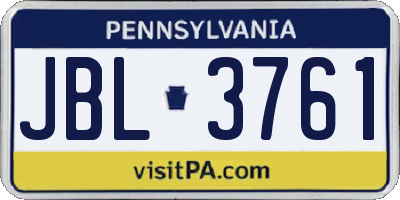 PA license plate JBL3761