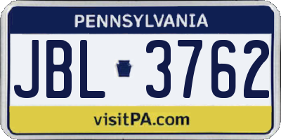 PA license plate JBL3762