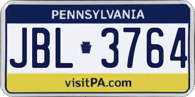 PA license plate JBL3764