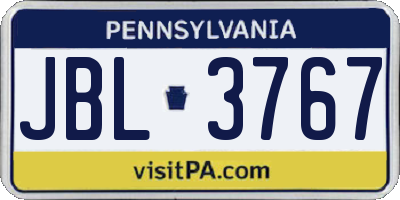 PA license plate JBL3767