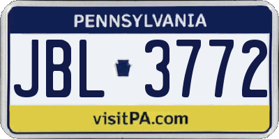 PA license plate JBL3772