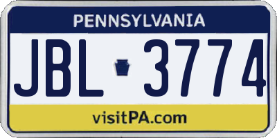 PA license plate JBL3774