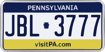 PA license plate JBL3777