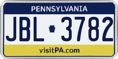 PA license plate JBL3782