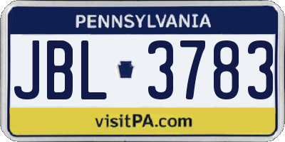 PA license plate JBL3783