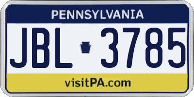 PA license plate JBL3785