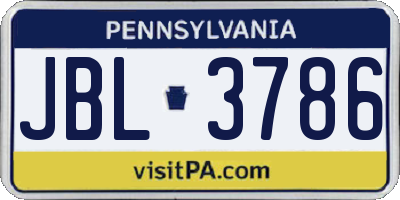 PA license plate JBL3786