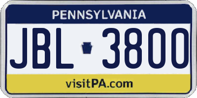 PA license plate JBL3800