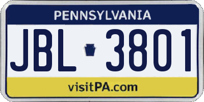 PA license plate JBL3801