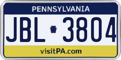 PA license plate JBL3804