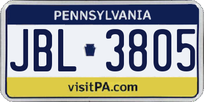 PA license plate JBL3805