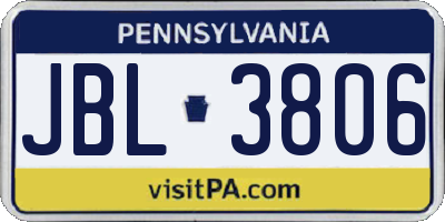 PA license plate JBL3806