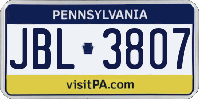 PA license plate JBL3807