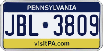 PA license plate JBL3809