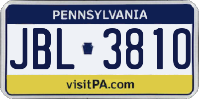 PA license plate JBL3810