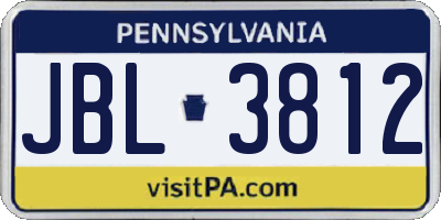 PA license plate JBL3812