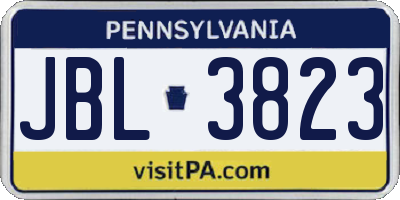 PA license plate JBL3823