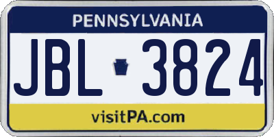 PA license plate JBL3824