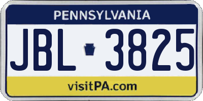 PA license plate JBL3825