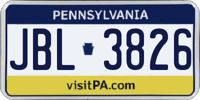 PA license plate JBL3826