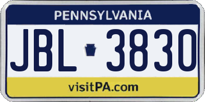 PA license plate JBL3830