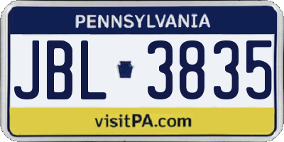 PA license plate JBL3835
