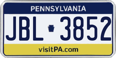 PA license plate JBL3852