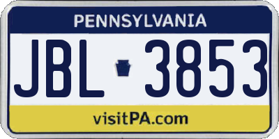 PA license plate JBL3853