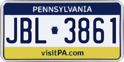 PA license plate JBL3861