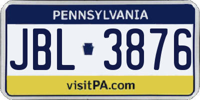 PA license plate JBL3876