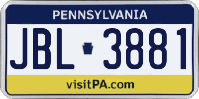 PA license plate JBL3881