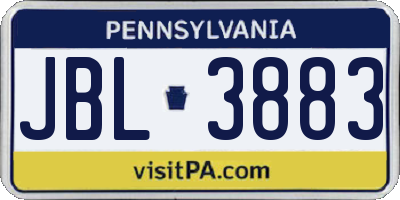 PA license plate JBL3883