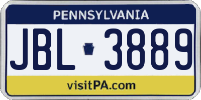 PA license plate JBL3889