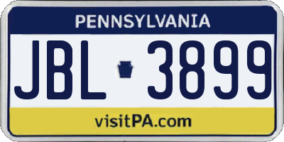 PA license plate JBL3899