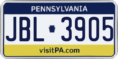 PA license plate JBL3905