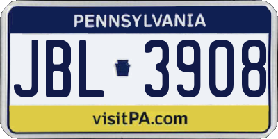 PA license plate JBL3908