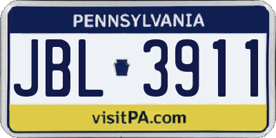PA license plate JBL3911