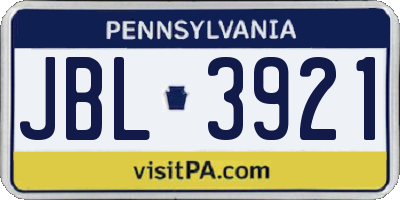PA license plate JBL3921